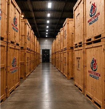 Climate-controlled warehouse with sealed wooden storage vaults